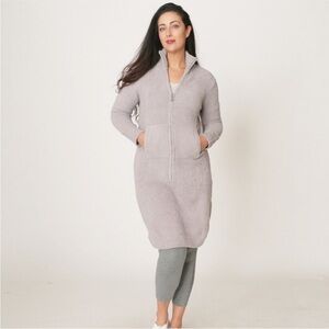 Barefoot Dreams Women's Soft Zip-Up Robe - Light Gray small- medium